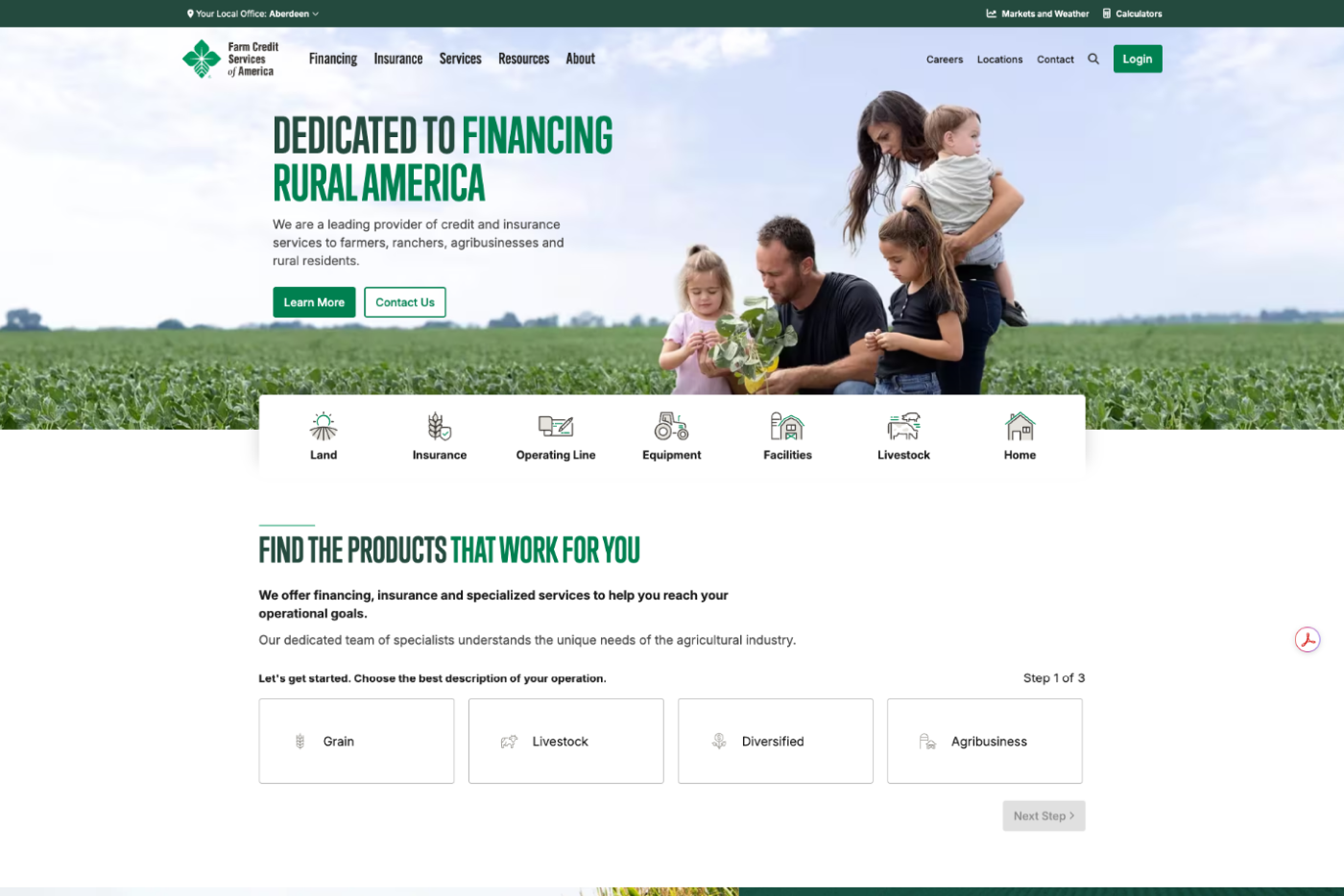 Farm Credit Services of America project screen