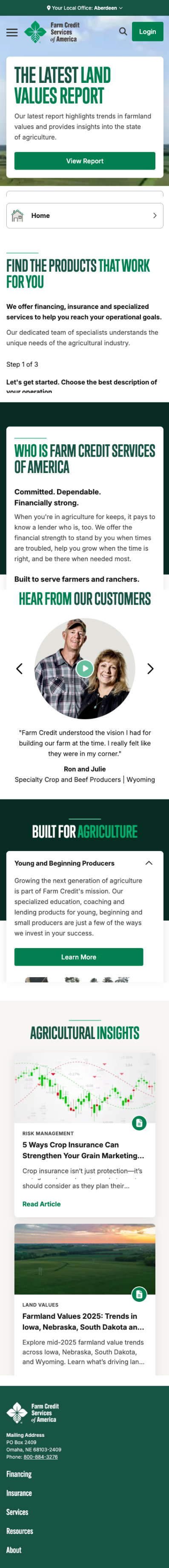 Farm Credit Services of America — Mobile layout